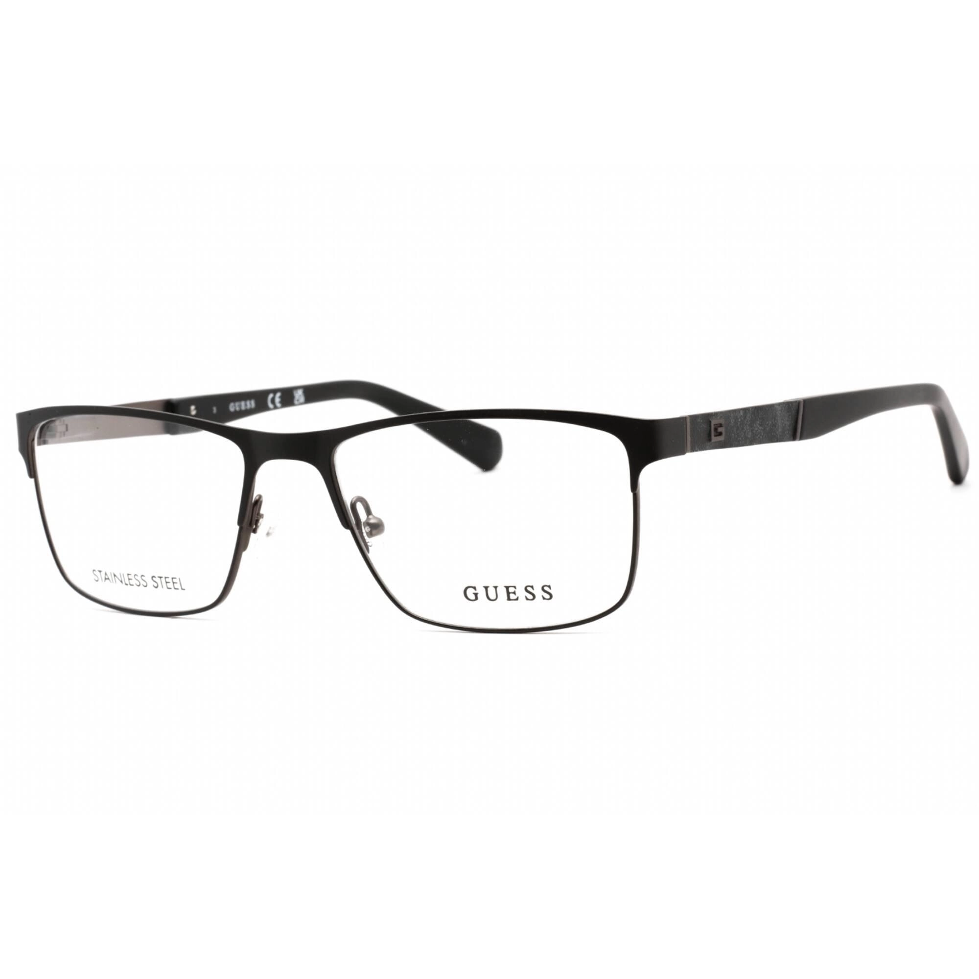 Guess Men's Eyeglasses - Full Rim Rectangular Matte Black Metal Frame | GU1928-N 002