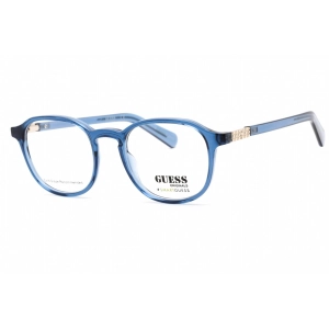 Guess Men's Eyeglasses - Full Rim Shiny Blue Plastic Rectangular Frame | GU8251 090