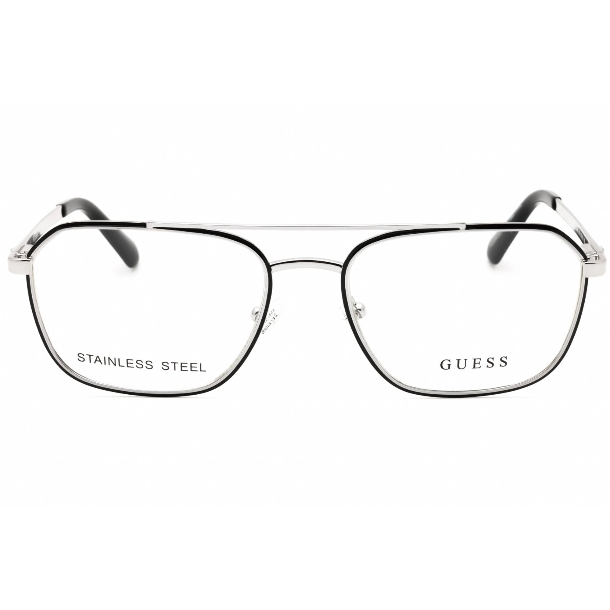 Guess Men's Eyeglasses - Shiny Light Nickeltin Metal Aviator Full Rim | GU50049 010