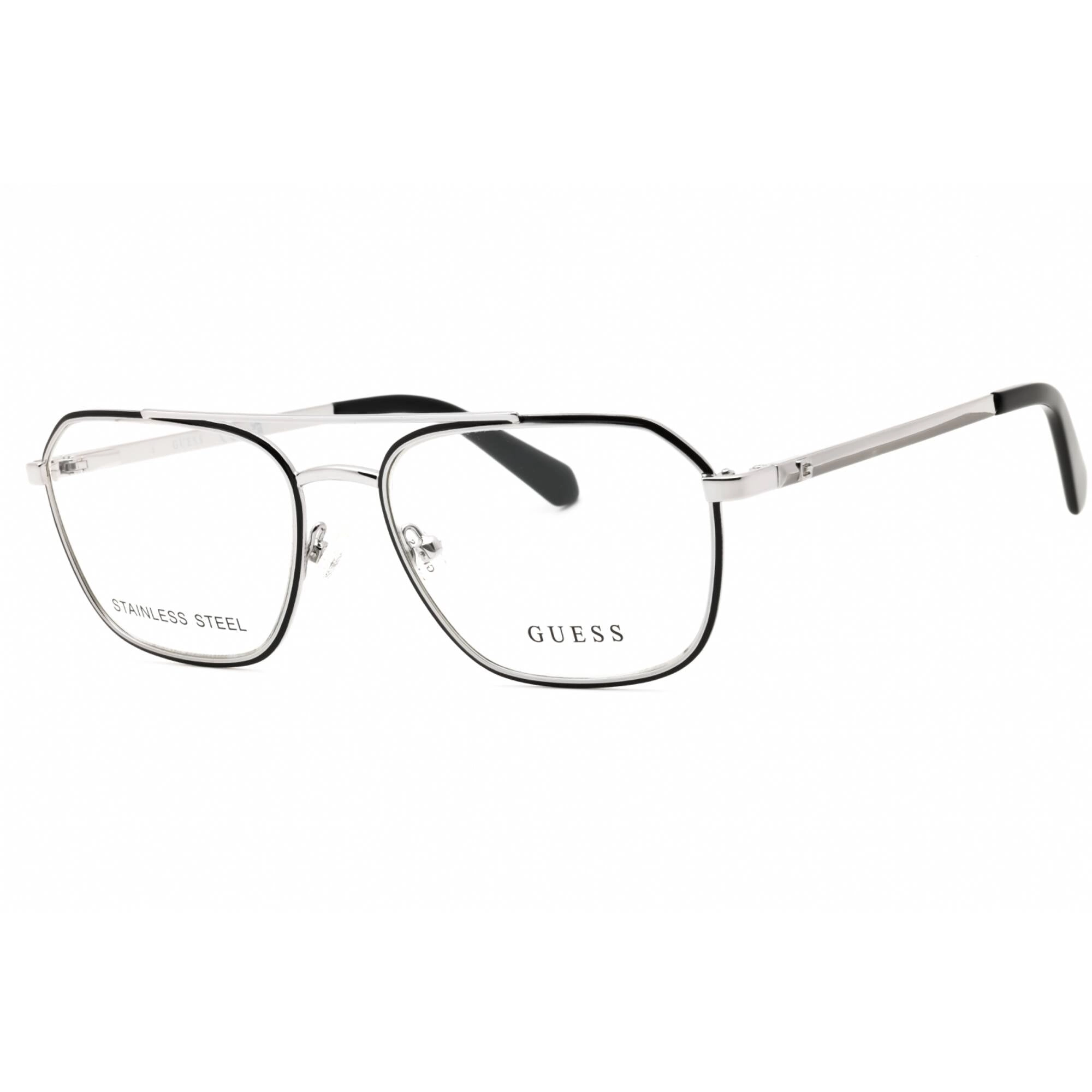 Guess Men's Eyeglasses - Shiny Light Nickeltin Metal Aviator Full Rim | GU50049 010