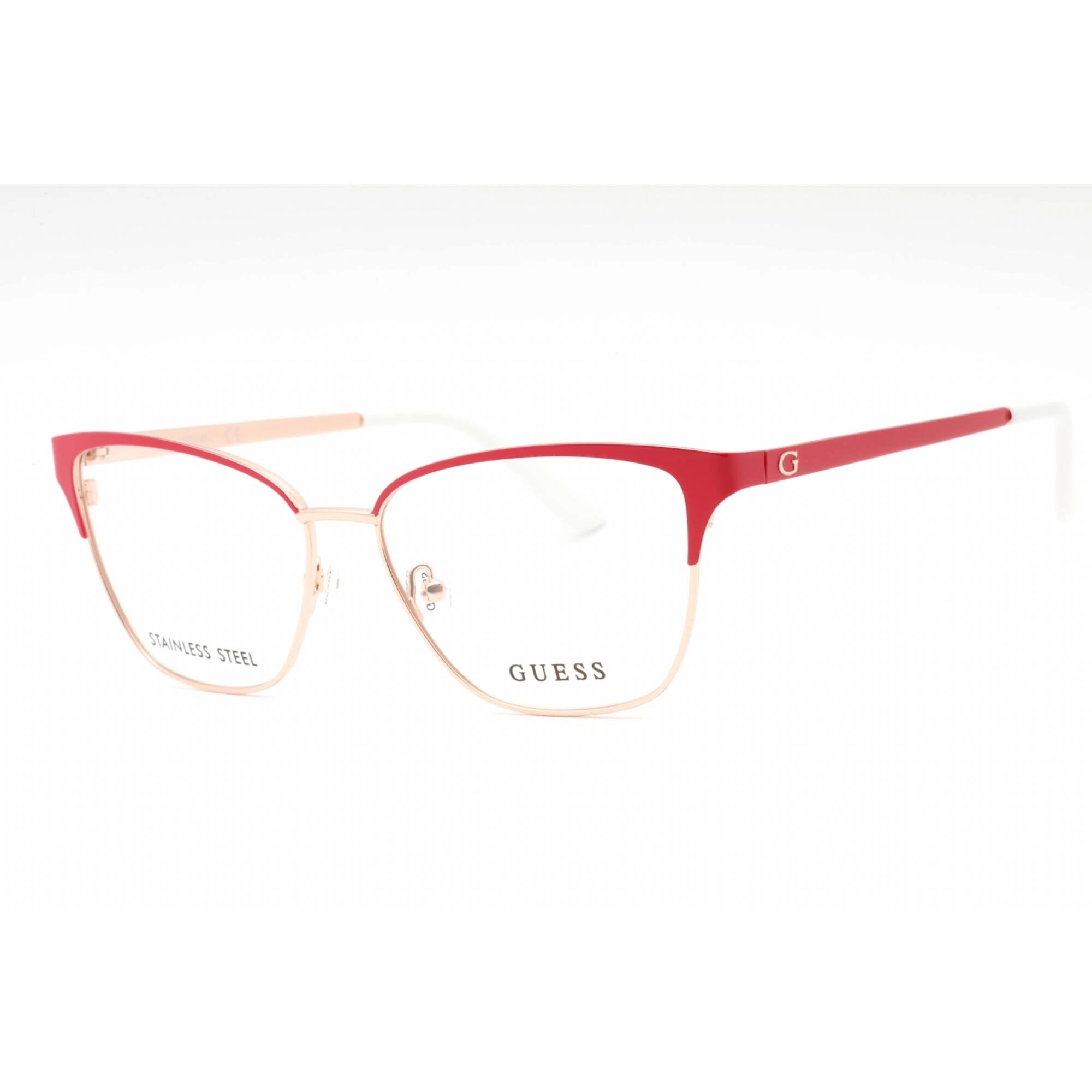 Guess Women's Eyeglasses - Shiny Pink Metal Cat Eye Shape Full Rim Frame | GU2795 072