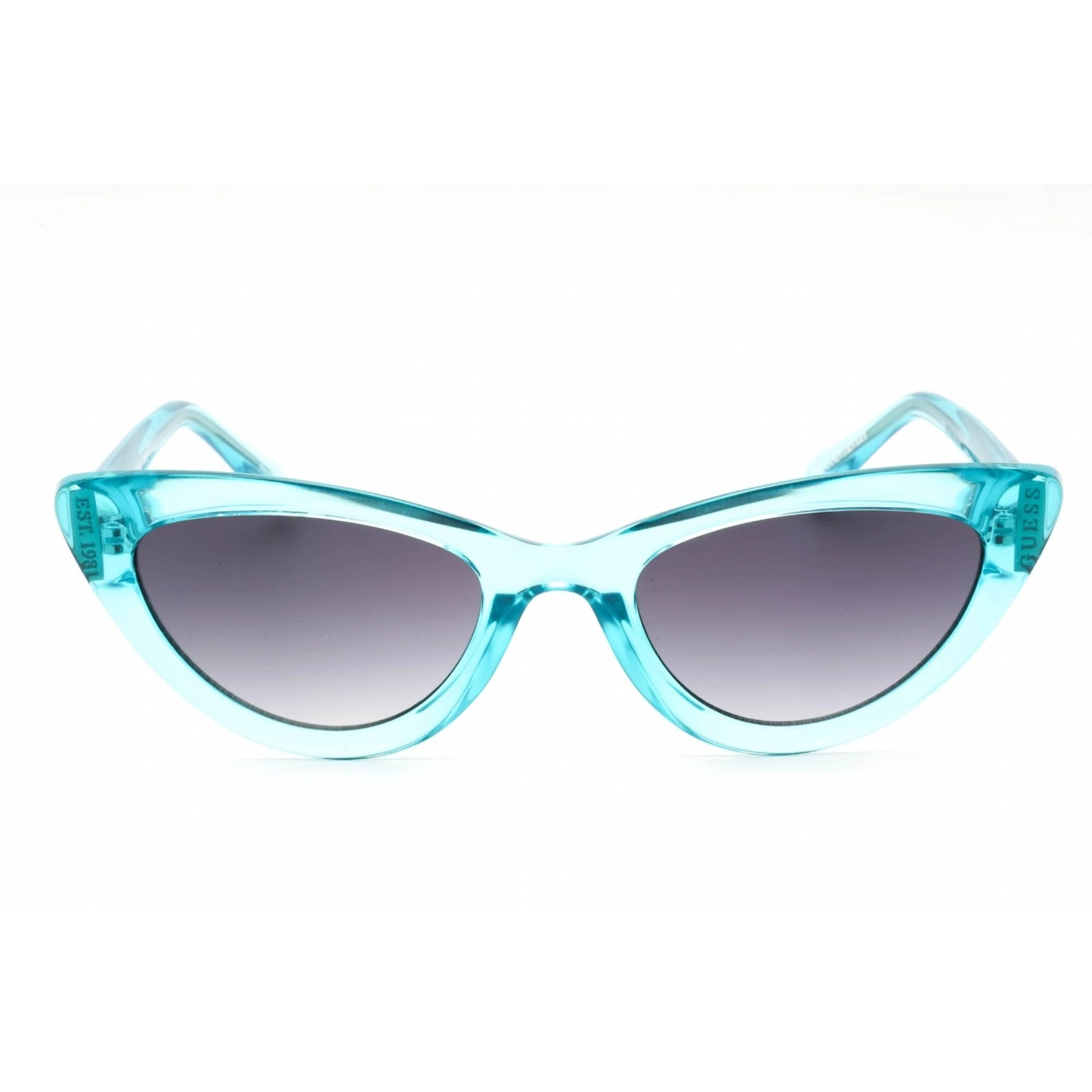 Guess Women's Sunglasses - Shiny Light Blue Plastic Full Rim Cat Eye | GU7811 84B