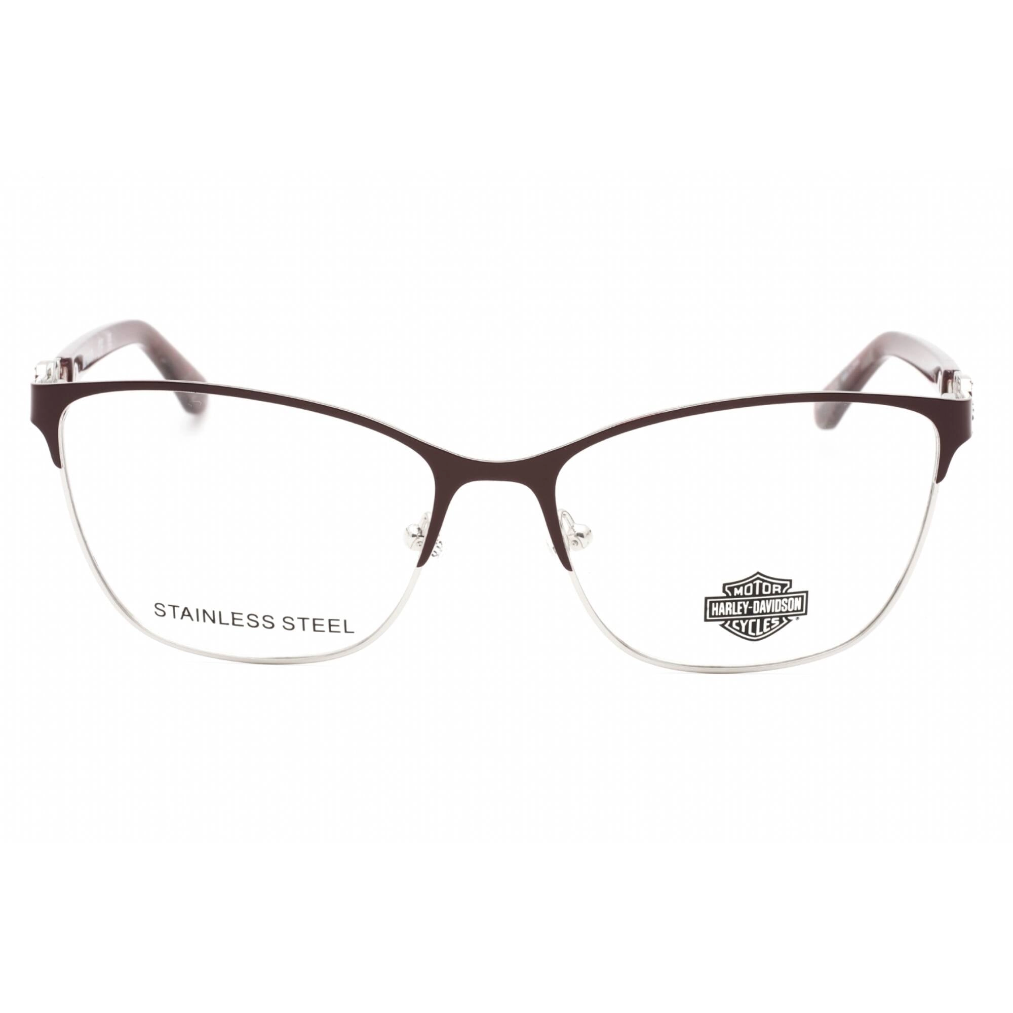 Harley Davidson Women's Eyeglasses - Shiny Bordeaux Metal Cat Eye Frame | HD0553 069