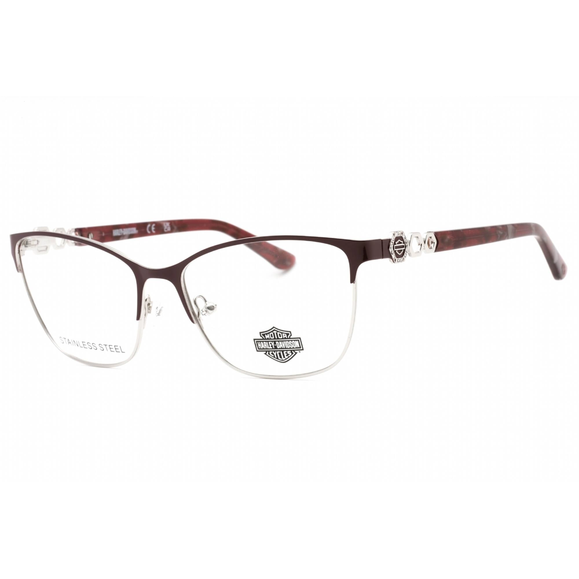 Harley Davidson Women's Eyeglasses - Shiny Bordeaux Metal Cat Eye Frame | HD0553 069