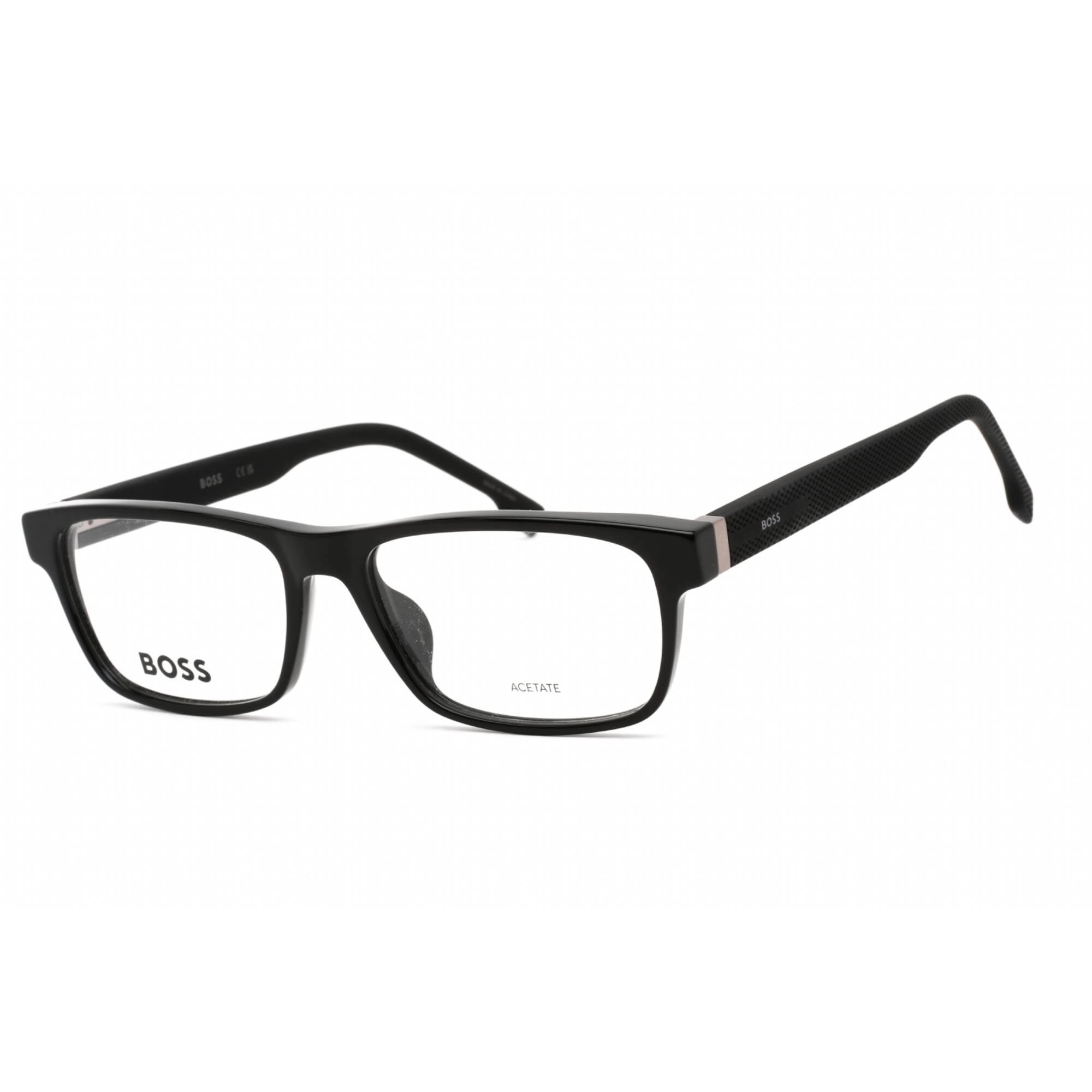 Hugo Boss Unisex Eyeglasses - Clear Lens Black Acetate Rectangular Frame | 1041 807