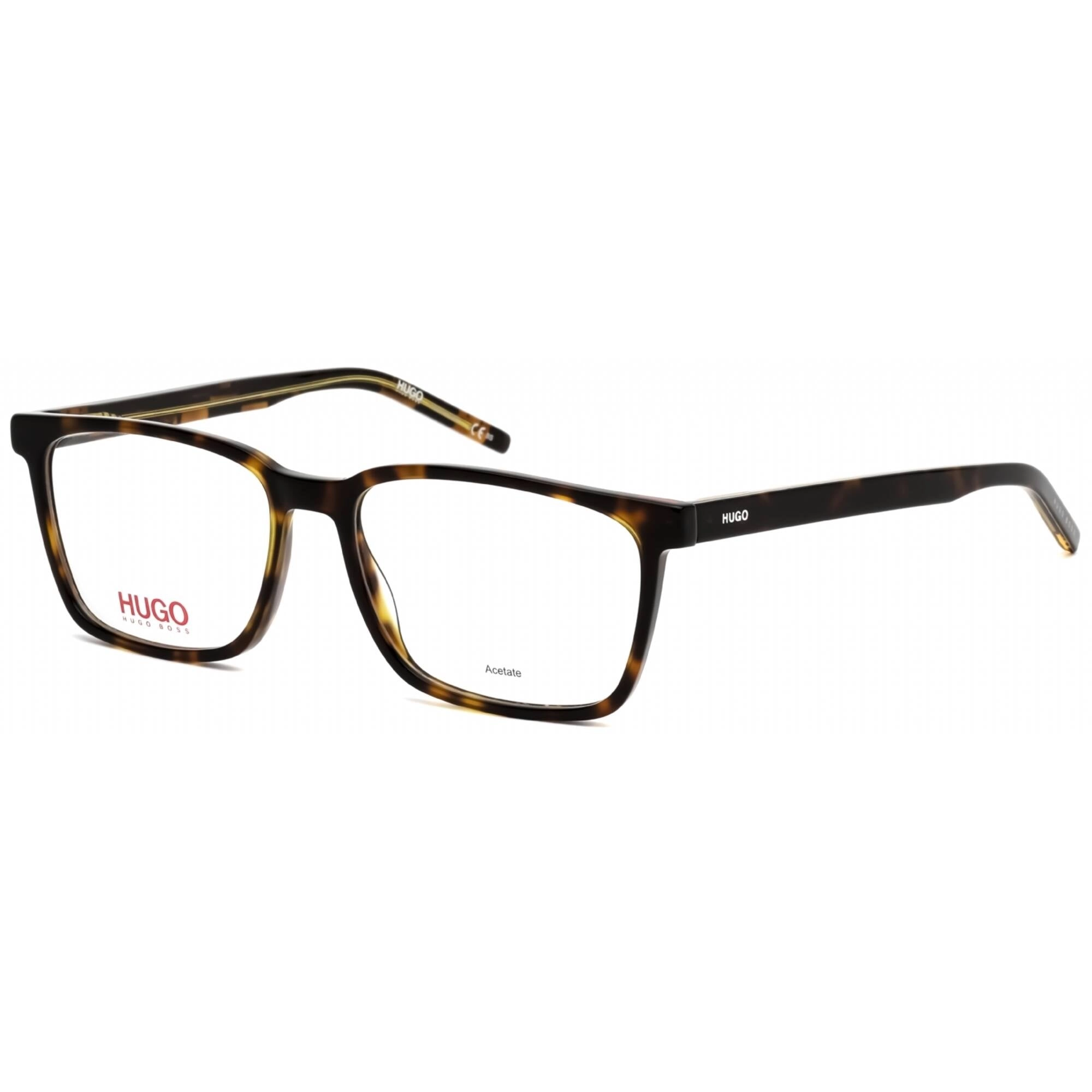 Hugo Men's Eyeglasses - Clear Lens Havana Plastic Rectangular Frame | HG1074 TBB 00