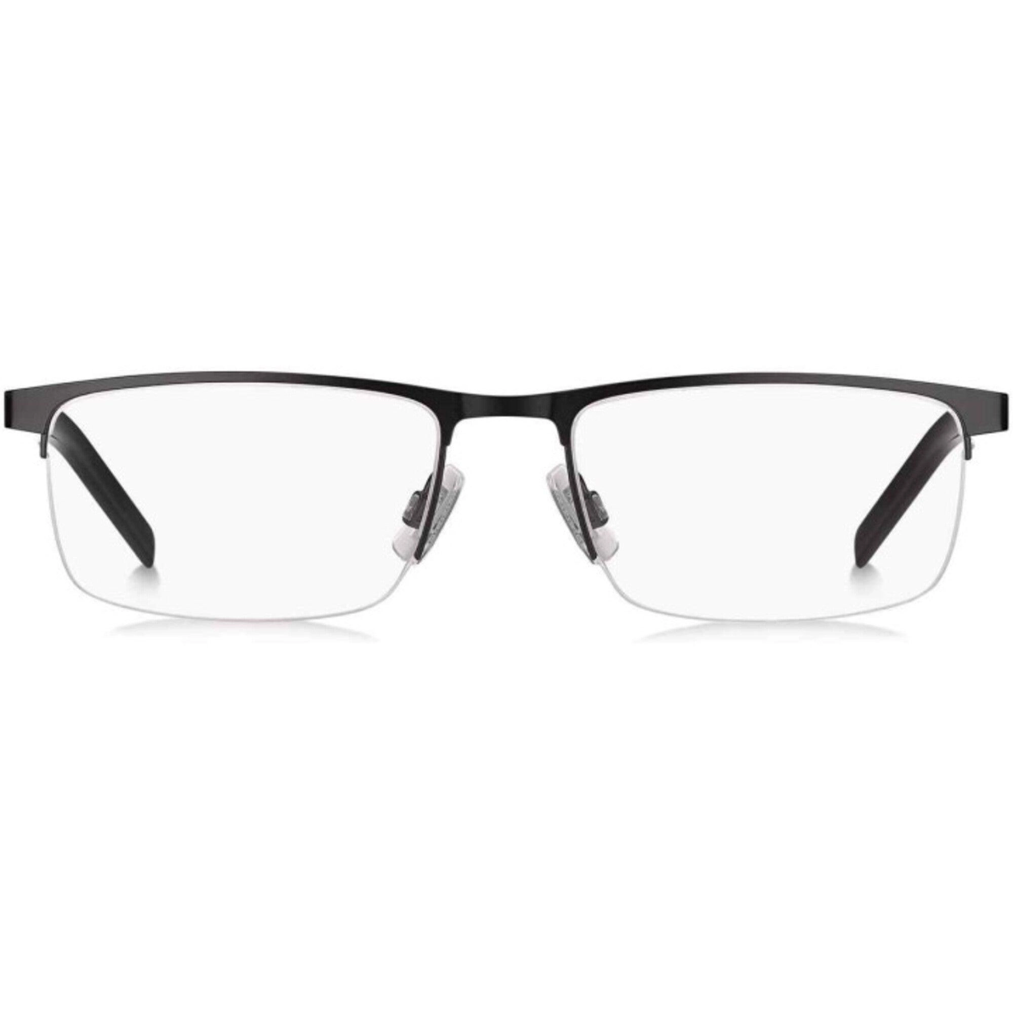 Hugo Men's Eyeglasses - Matt Black Half Rim Rectangular Frame | HUGO HG 1117 003