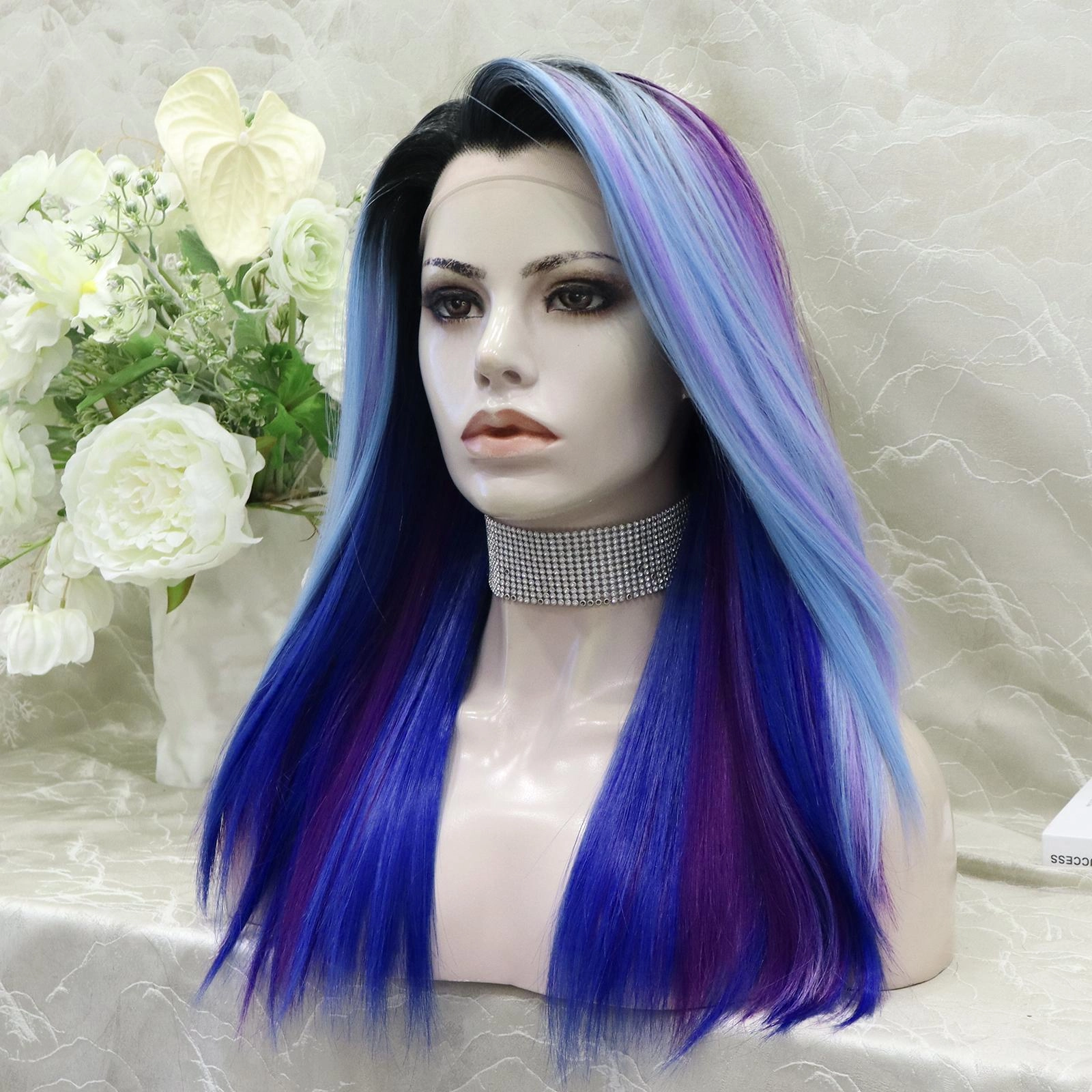 IMstyle Blush purple&pink&navy blue&aqua blue straight with 22 inches 13*3 free parting lace front synthetic wigs heat friendly SH-blush-13*3U
