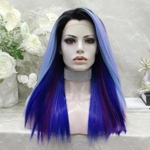 IMstyle Blush purple&pink&navy blue&aqua blue straight with 22 inches 13*3 free parting lace front synthetic wigs heat friendly SH-blush-13*3U