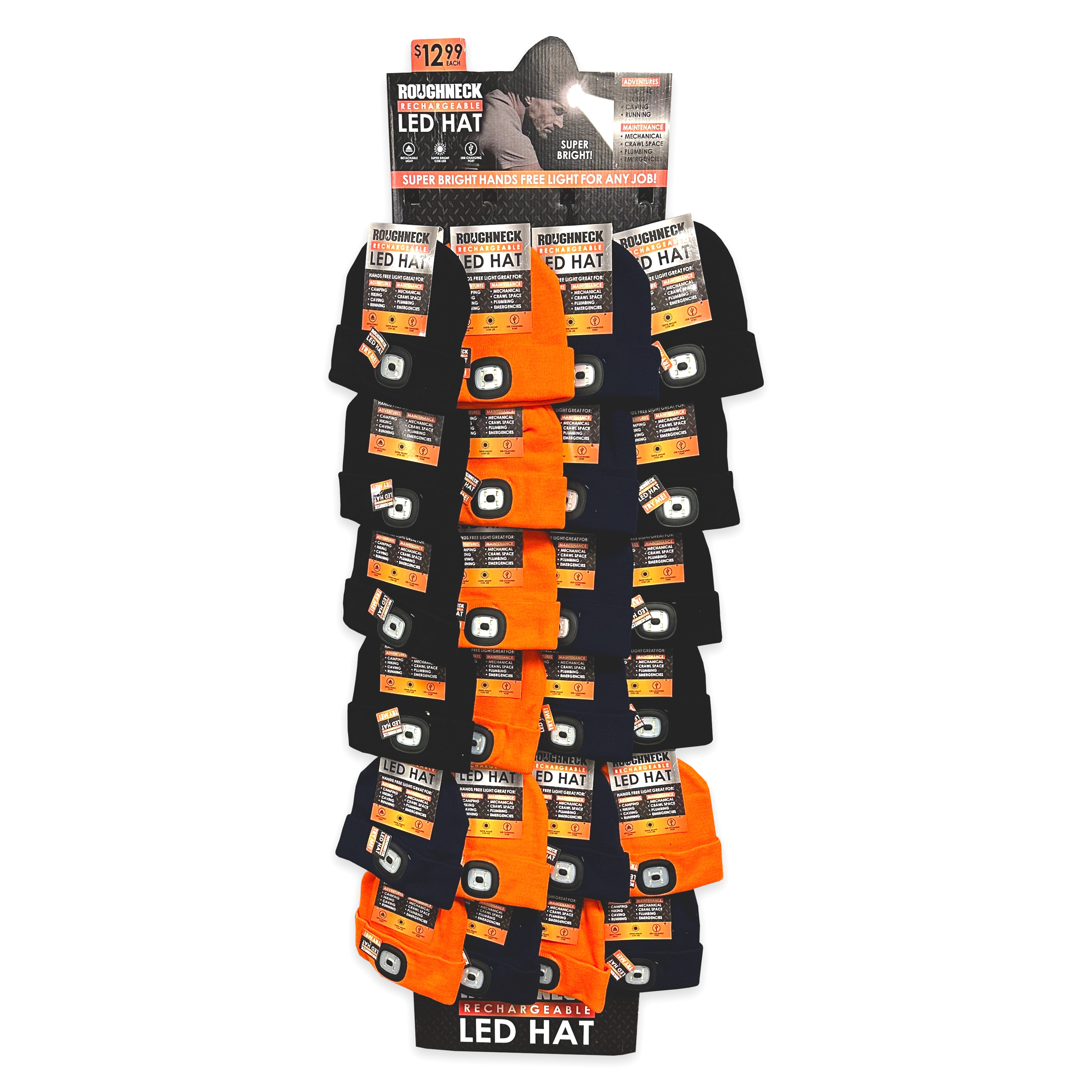 LED Knit Hat Floor Display Kit 24 Pieces Per Retail Ready Display 88466