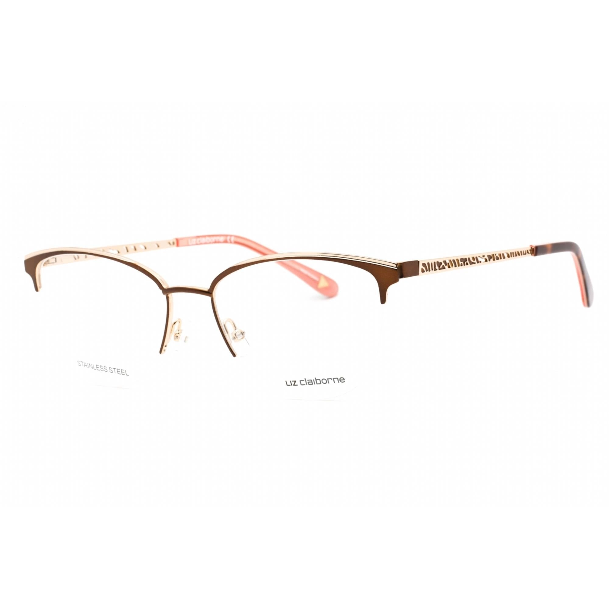 Liz Claiborne Women's Eyeglasses - Brown Cat Eye Metal Half Rim Frame | L 673 009Q 00