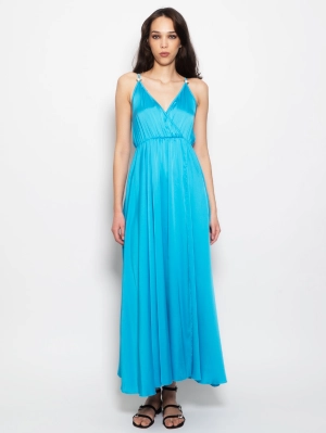 Long Dress in Blue Fluid Satin