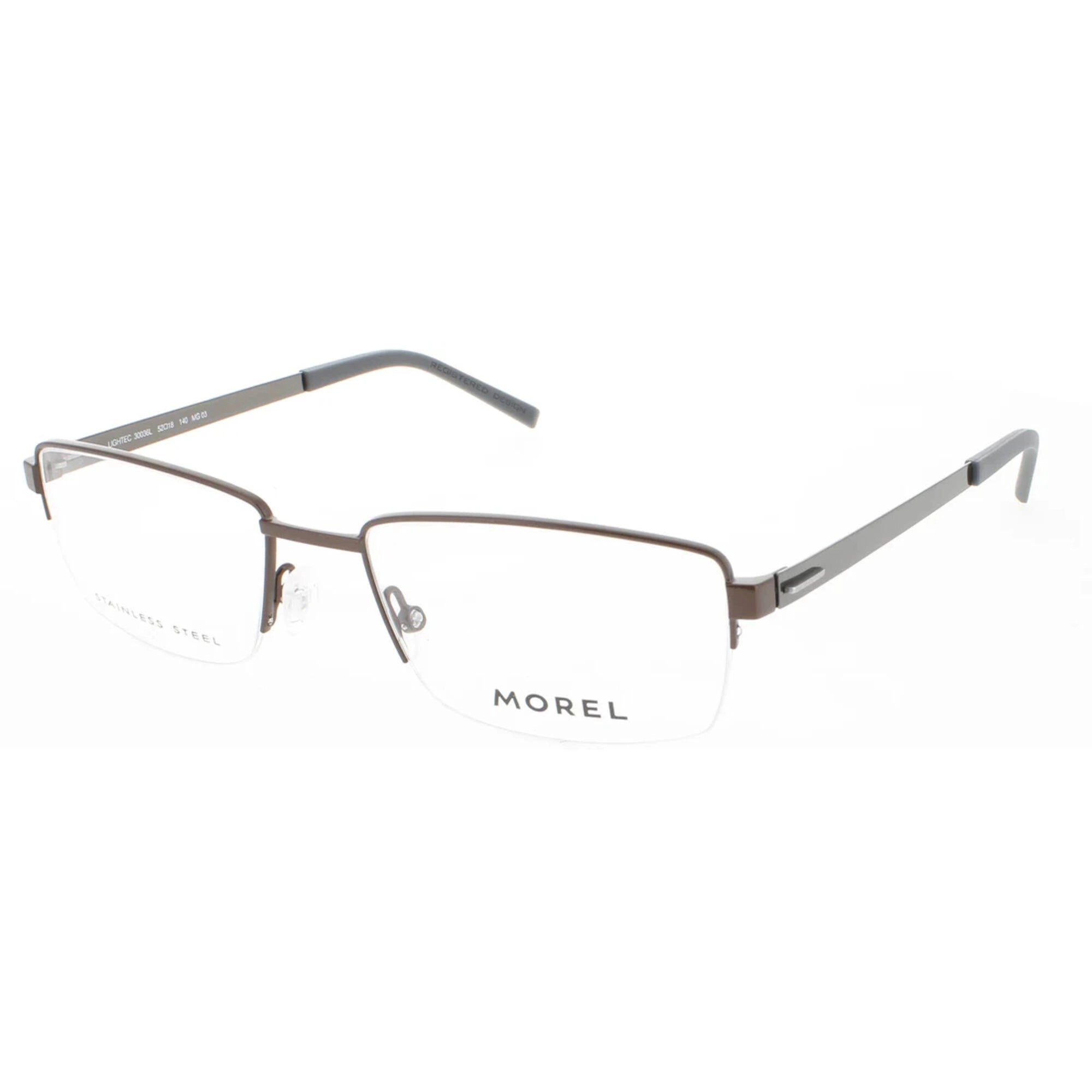 Morel Men's Eyeglasses - Brown Metal Half Rim Rectangular Shape Frame | 30036L MG03