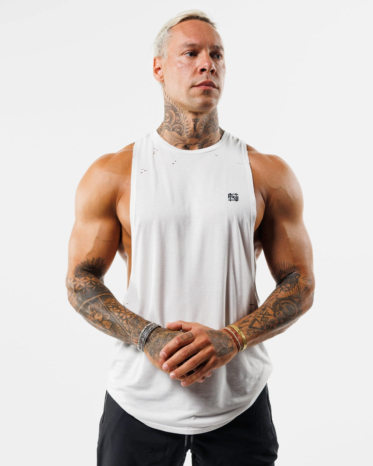 MOTO DISTRESSED BRO TANK - WHITE