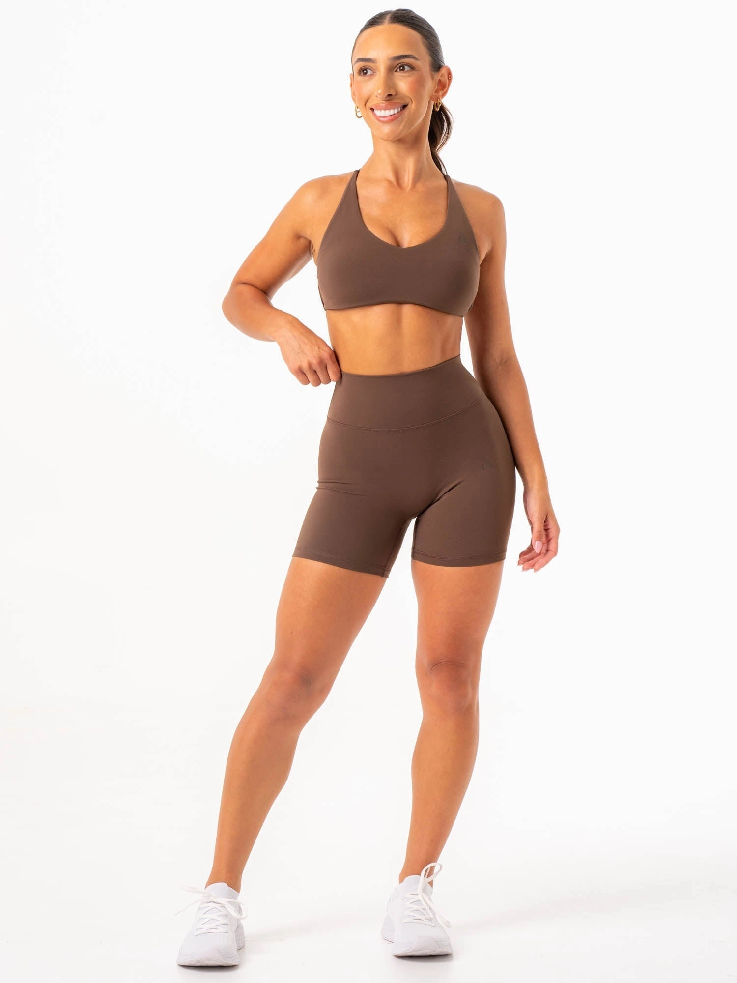NKD High Waisted Scrunch Shorts - Chocolate