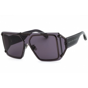 Philipp Plein Unisex Sunglasses - Shiny Dark Grey Metal Oversized Frame | SPP096M 0I86