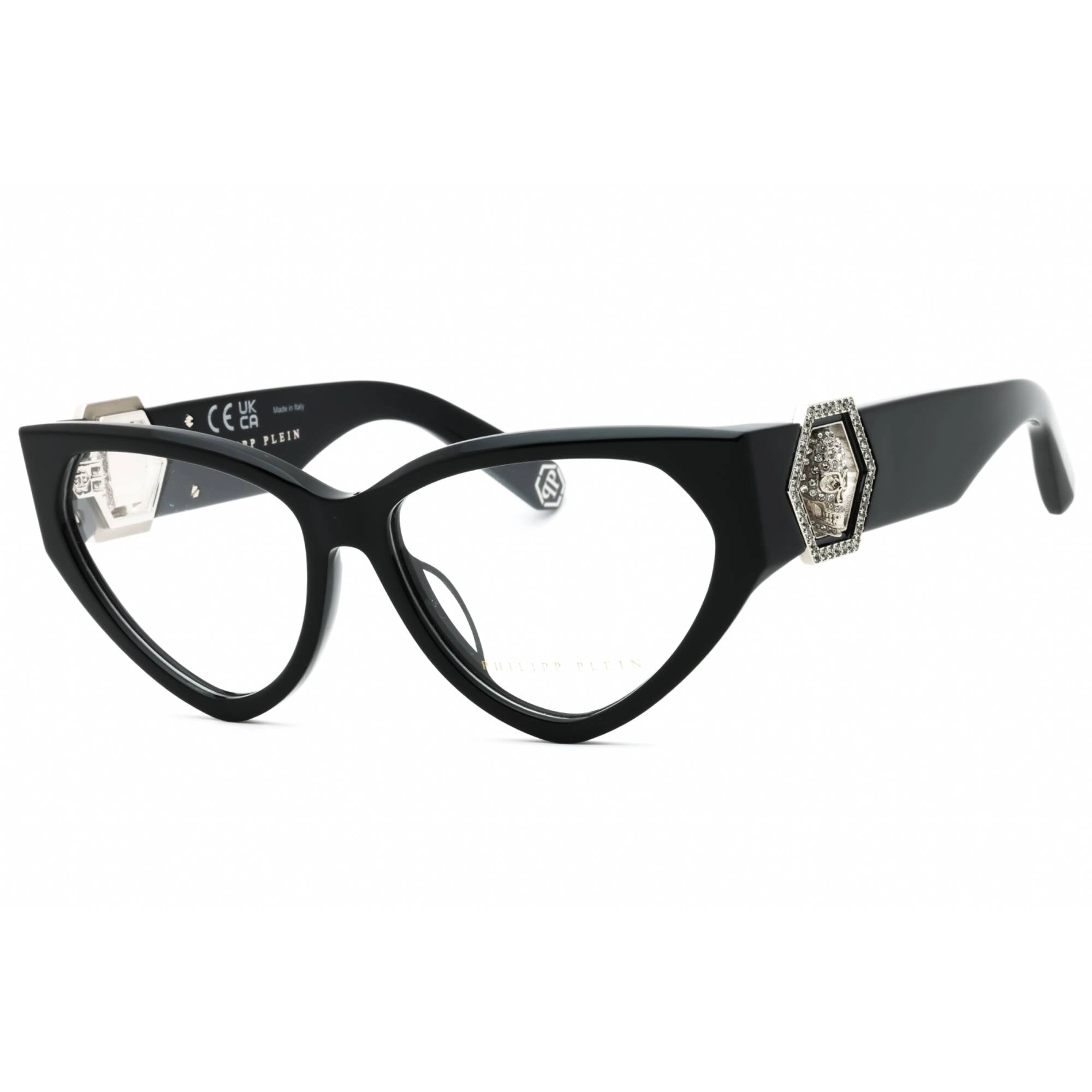 Philipp Plein Women's Eyeglasses - Shiny Black Plastic Cat Eye Frame | VPP163S 700K