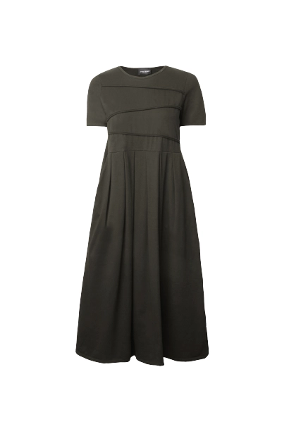 Pin Tuck Pocket Midi Dress Military Green