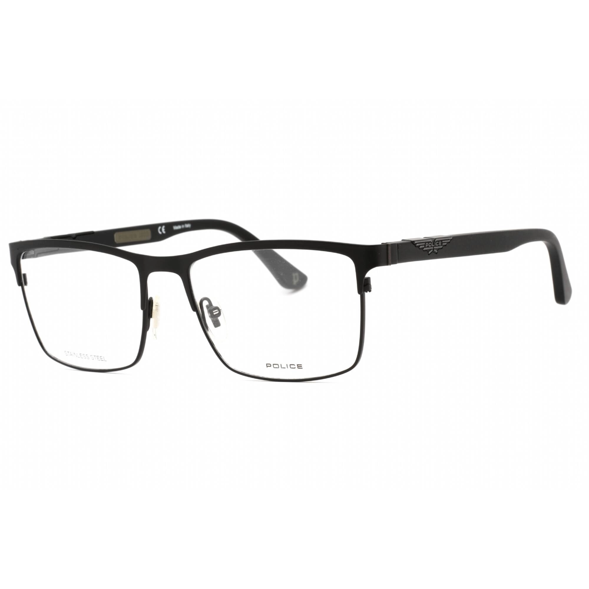 Police Men's Eyeglasses - Semi Matte Black Metal Rectangular Shape Frame | VPL885 0531