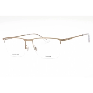 Police Men's Eyeglasses - Shiny Camel Metal Rectangular Full Rim Frame | VPLG75 08M2