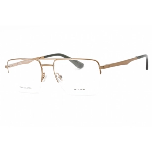 Police Men's Eyeglasses - Shiny Glossed Bronze Metal Aviator Frame | VPLG71M 0F68