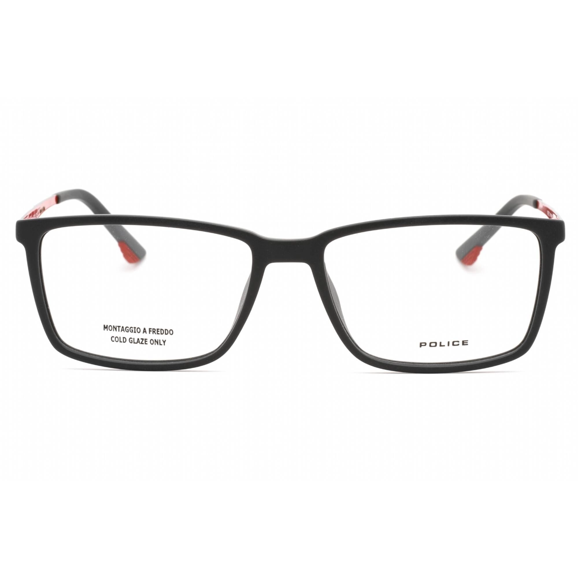 Police Men's Eyeglasses - Shiny Red Injected Propionate Rectangular | VPL949 0R43
