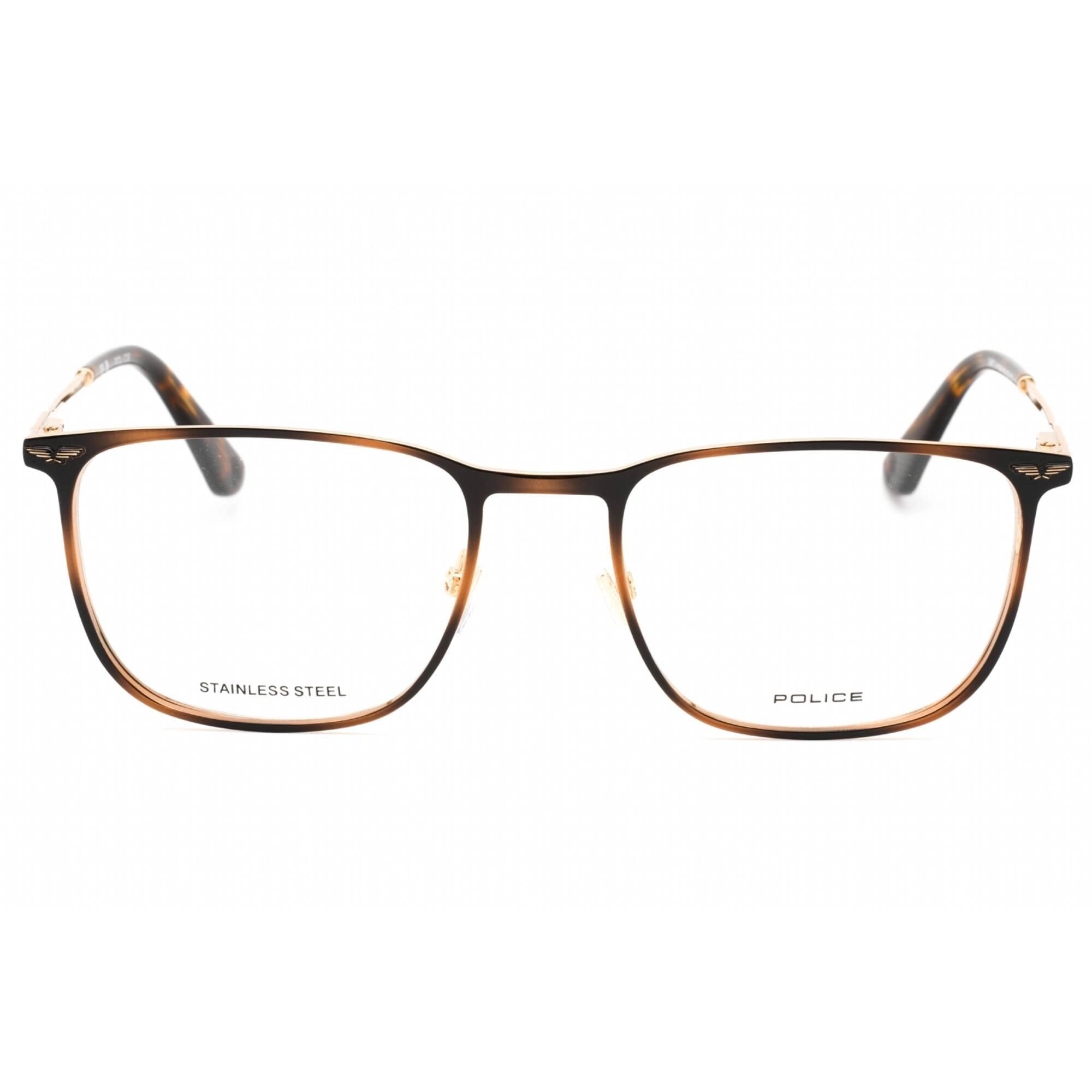 Police Men's Eyeglasses - Shiny Rose Gold Metal Square Full Rim Frame | VPLG68 0320