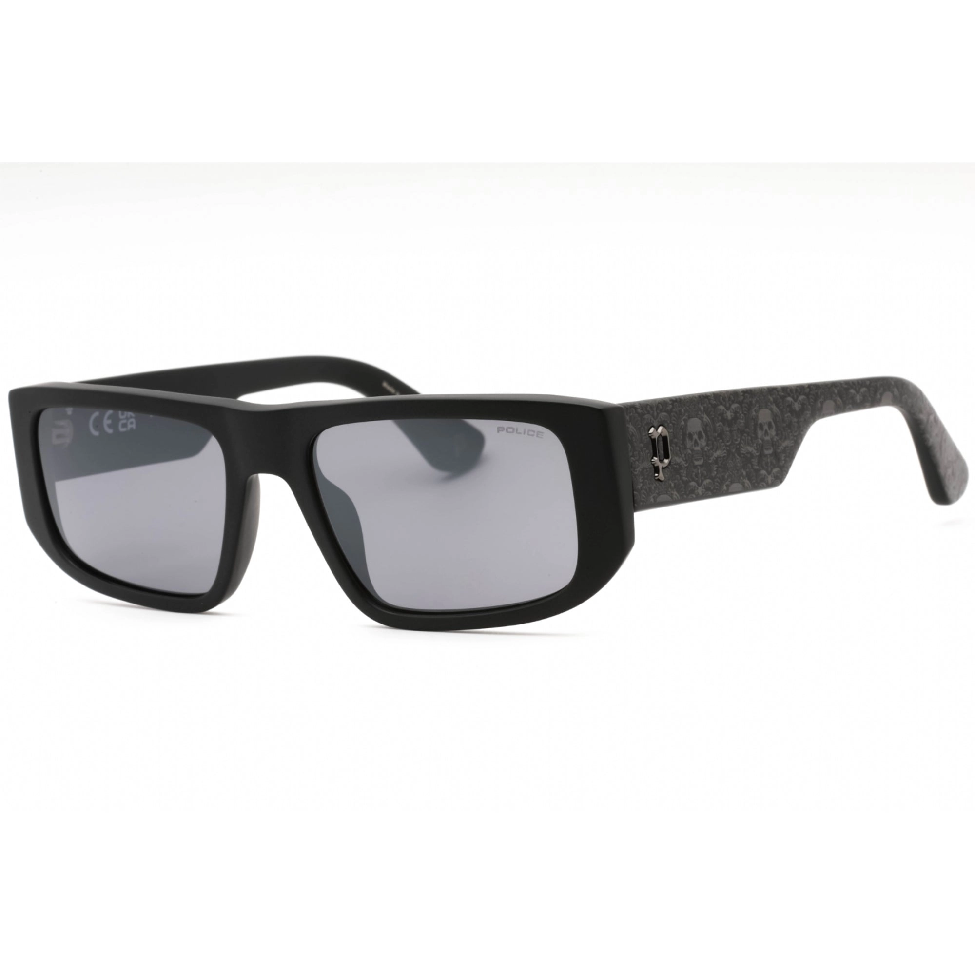 Police Men's Sunglasses - Matte Black Plastic Rectangular Full Rim Frame | SPLL13 703X