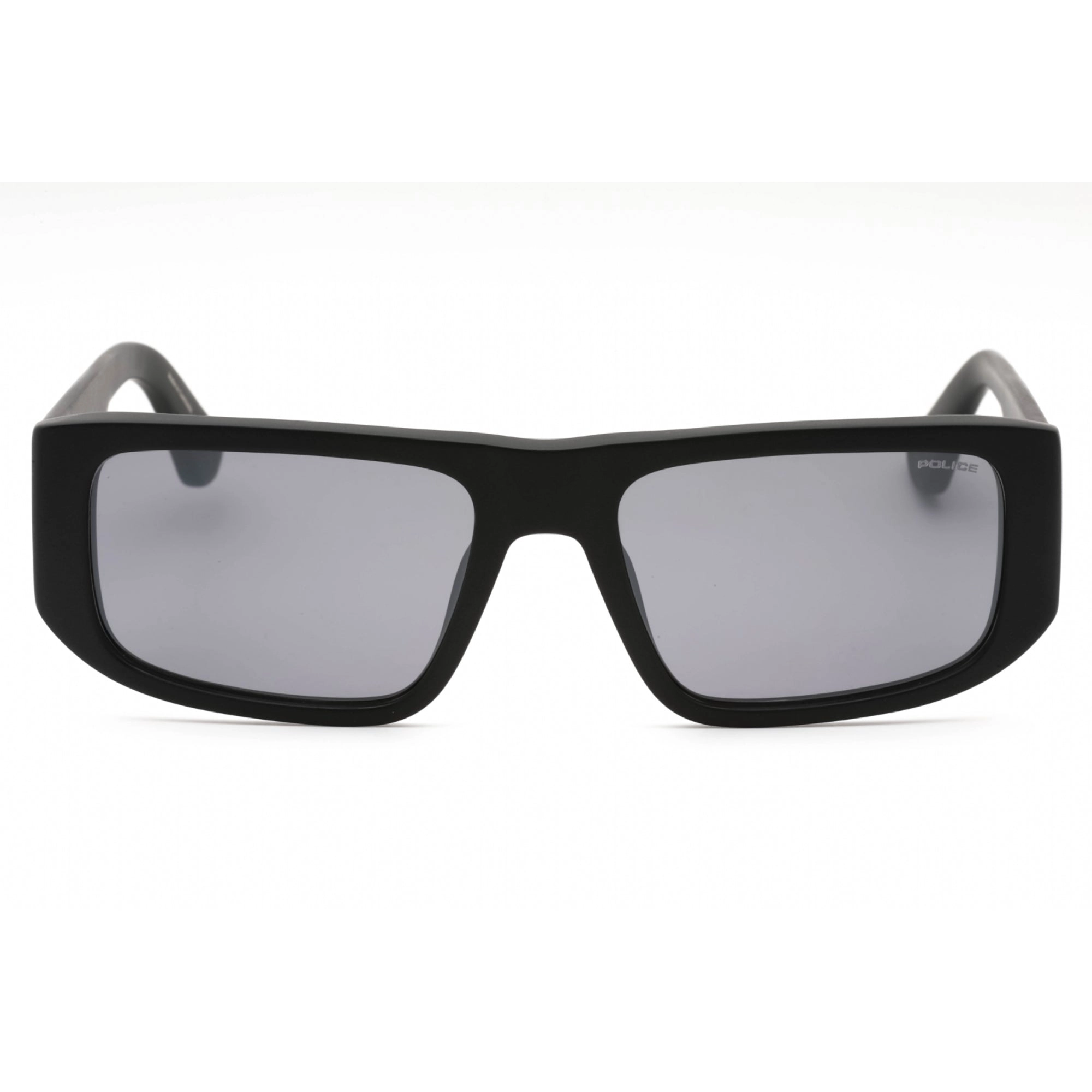 Police Men's Sunglasses - Matte Black Plastic Rectangular Full Rim Frame | SPLL13 703X