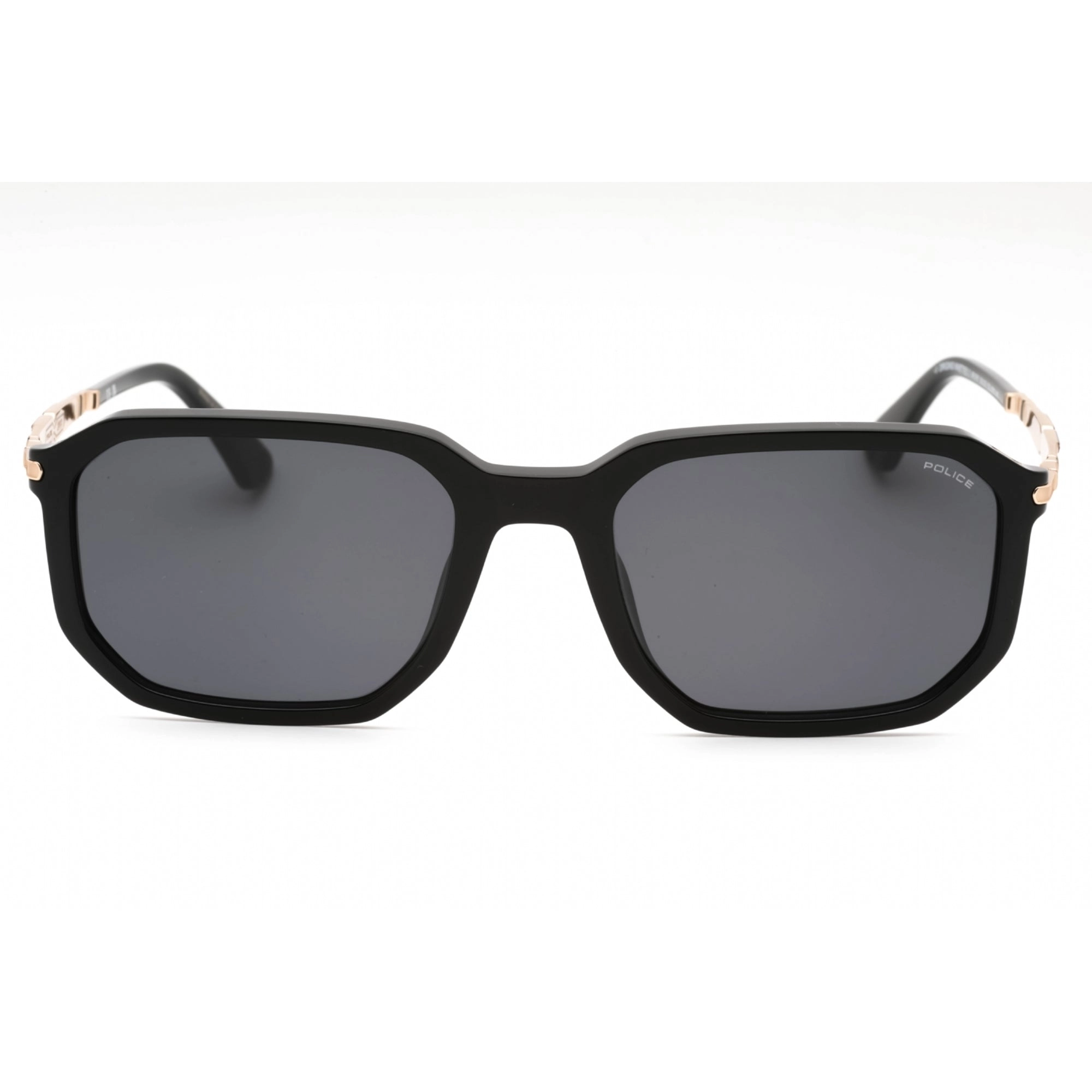Police Men's Sunglasses - Shiny Black Acetate Geometric Full Rim Frame | SPLF67 0700
