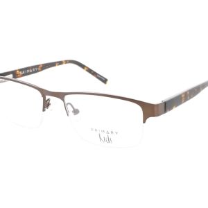 Primary Kid's Eyeglasses - Demo Lens Metal Rectangular Half Rim | Pk136 MatteBrown