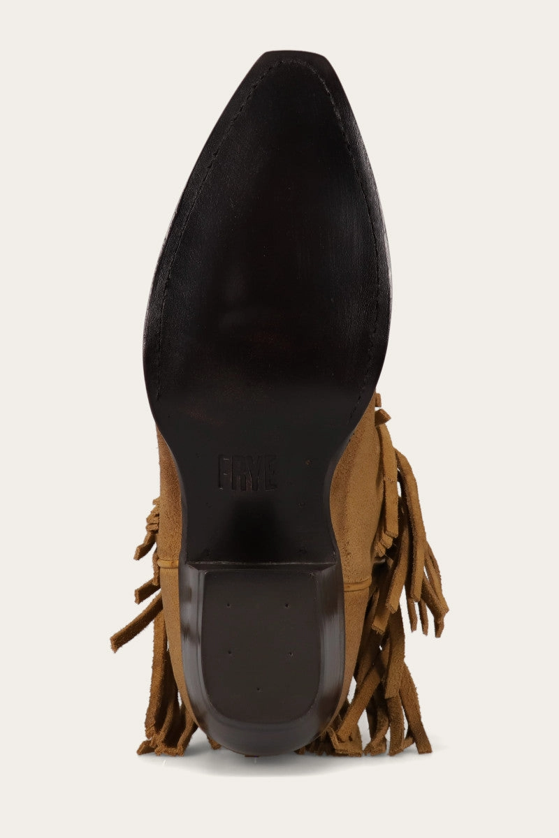 Sacha Short Fringe Bootie - Steel Blue - Pre-Loved