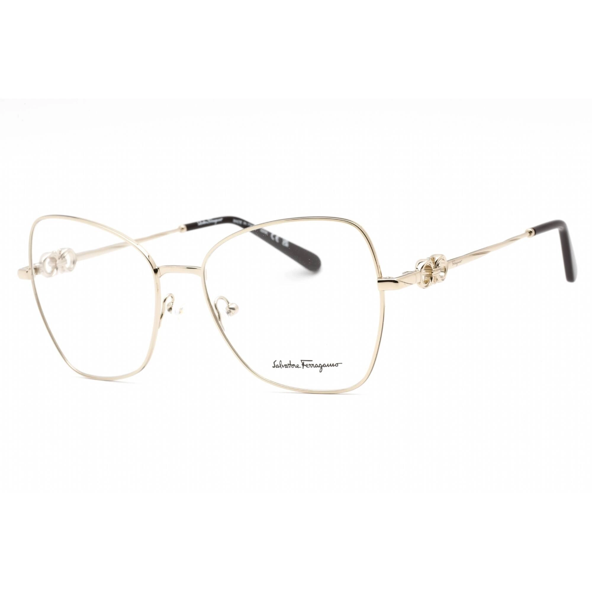 Salvatore Ferragamo Women's Eyeglasses - Shiny Gold Metal Cat Eye Frame | SF2221 717