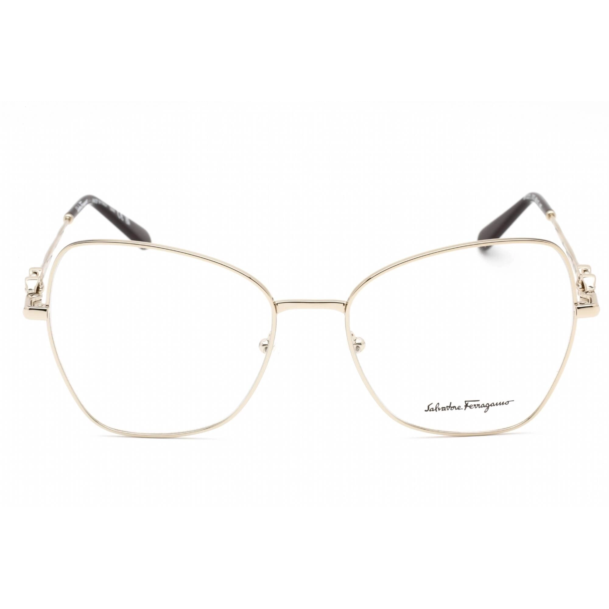 Salvatore Ferragamo Women's Eyeglasses - Shiny Gold Metal Cat Eye Frame | SF2221 717