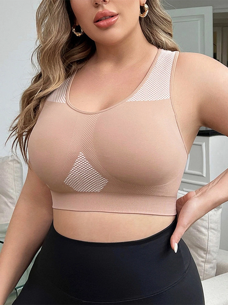 Seamless Mesh Panel Sports Bra