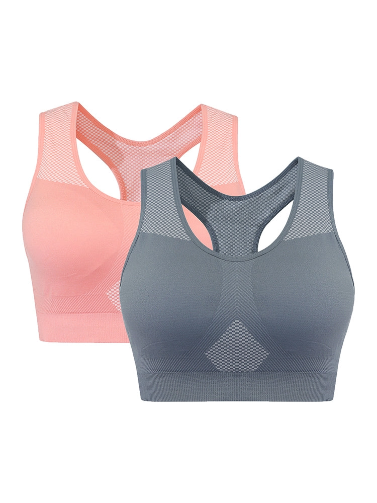 Seamless Mesh Panel Sports Bra