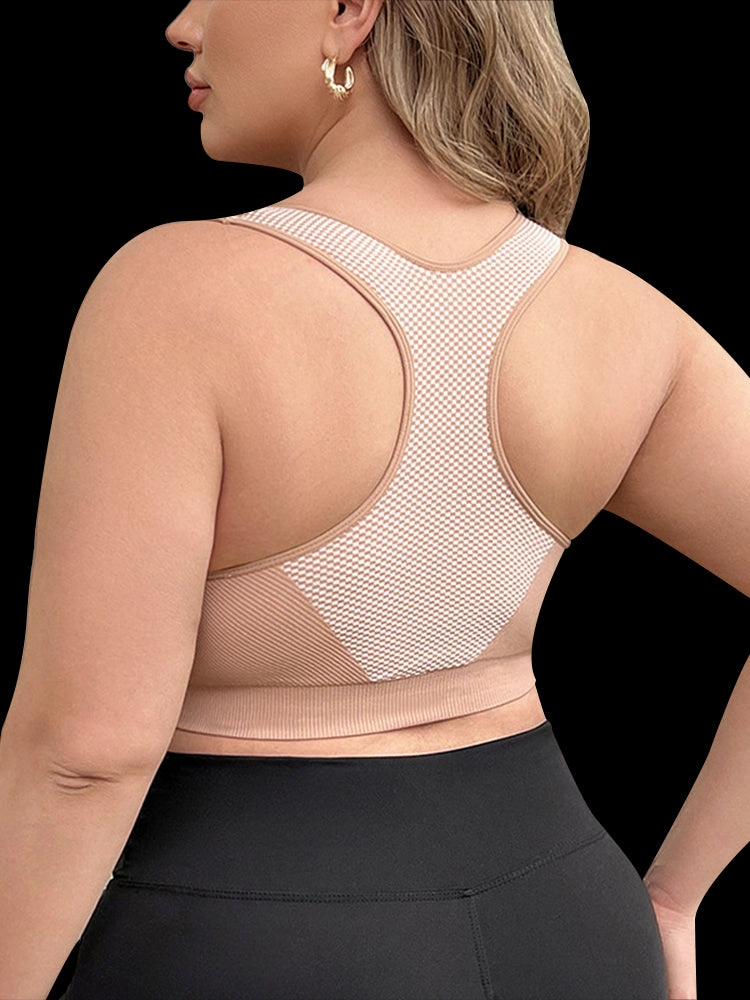 Seamless Mesh Panel Sports Bra