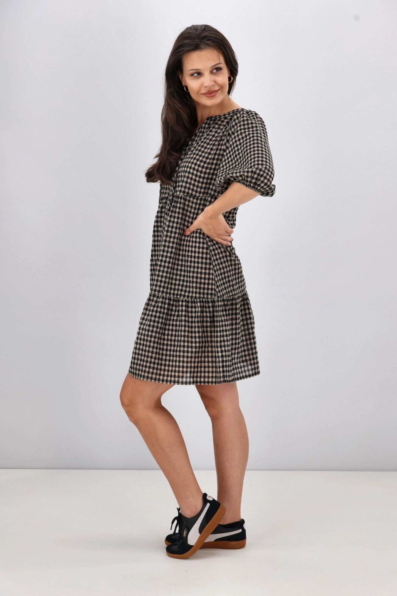 Shine On Label Eve Mini Dress Black Check