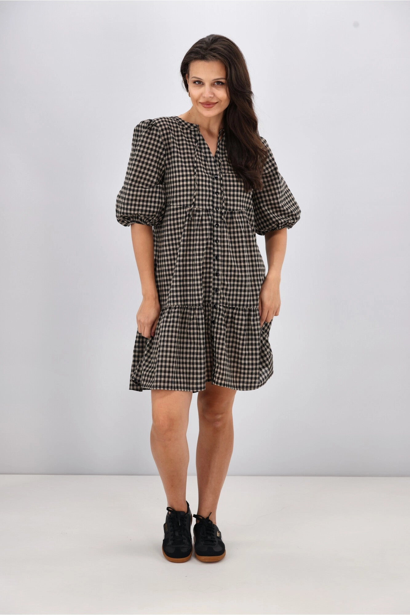 Shine On Label Eve Mini Dress Black Check