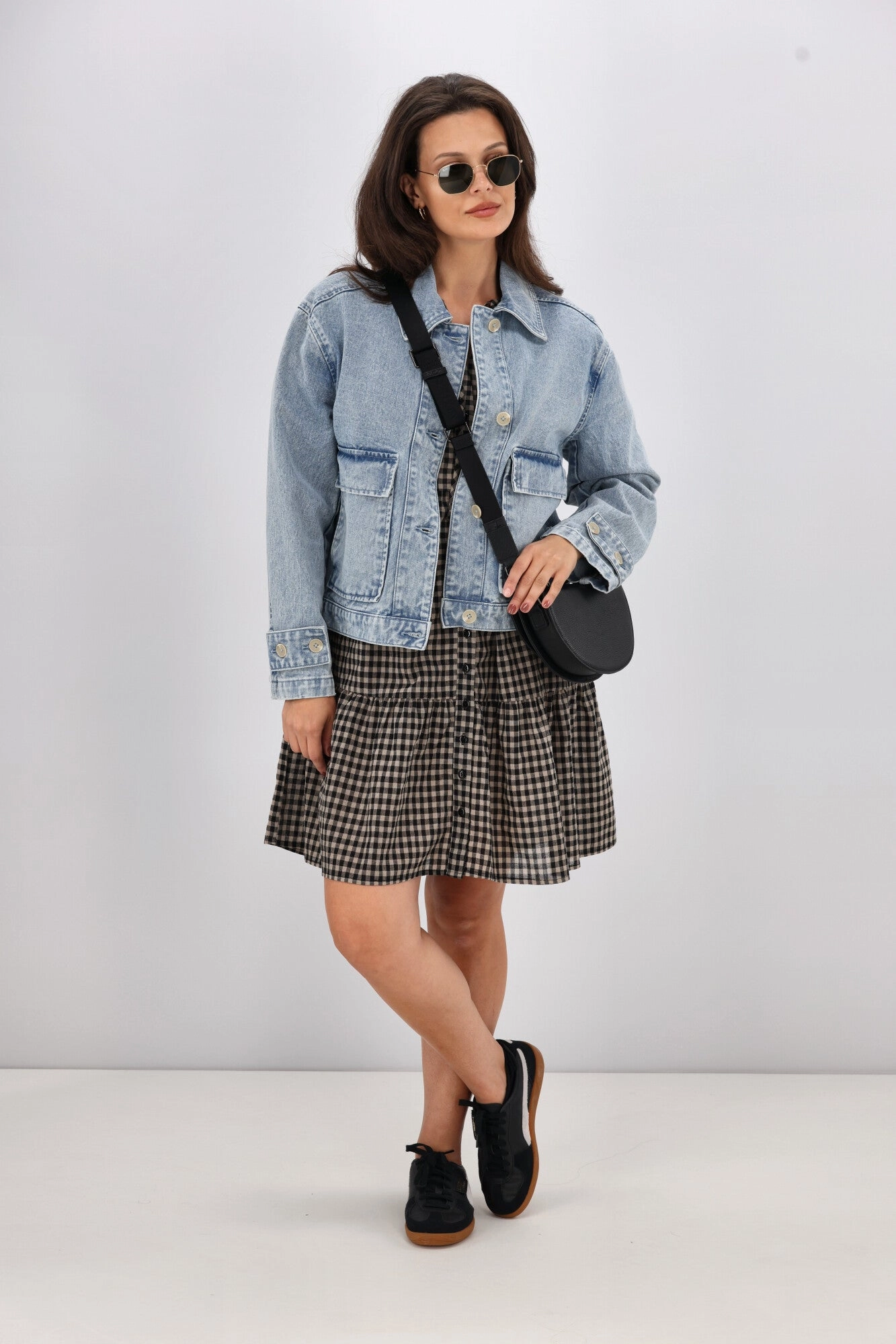 Shine On Label Eve Mini Dress Black Check