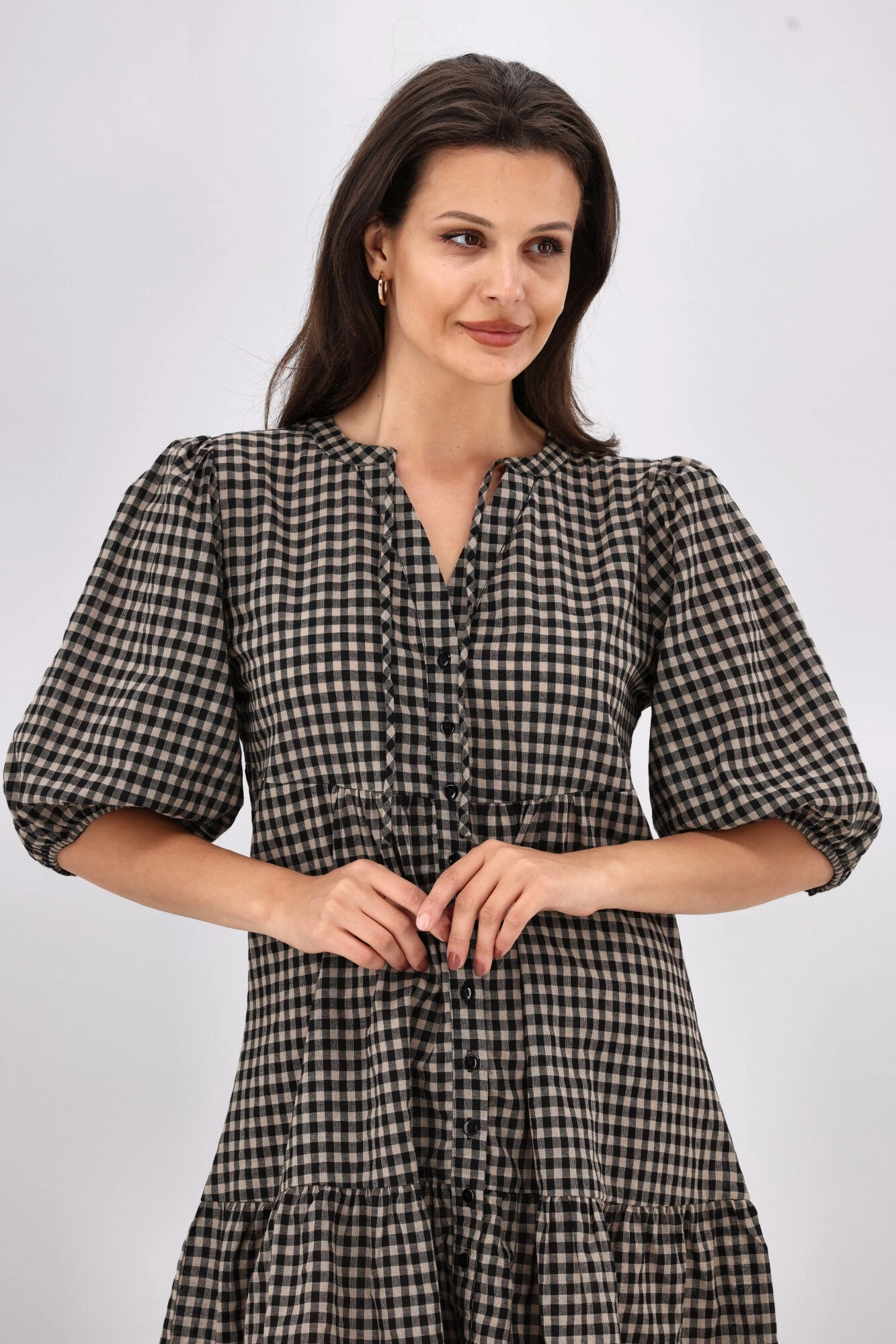 Shine On Label Eve Mini Dress Black Check