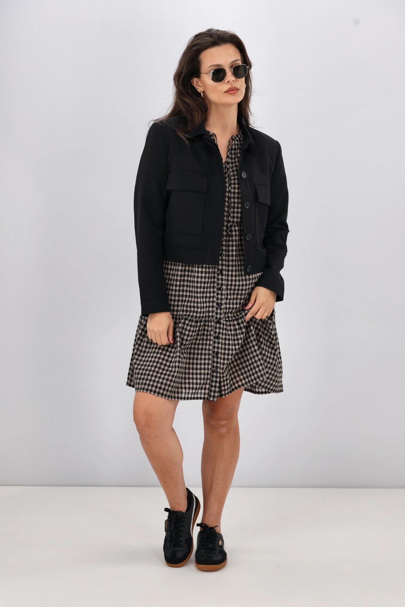 Shine On Label Eve Mini Dress Black Check