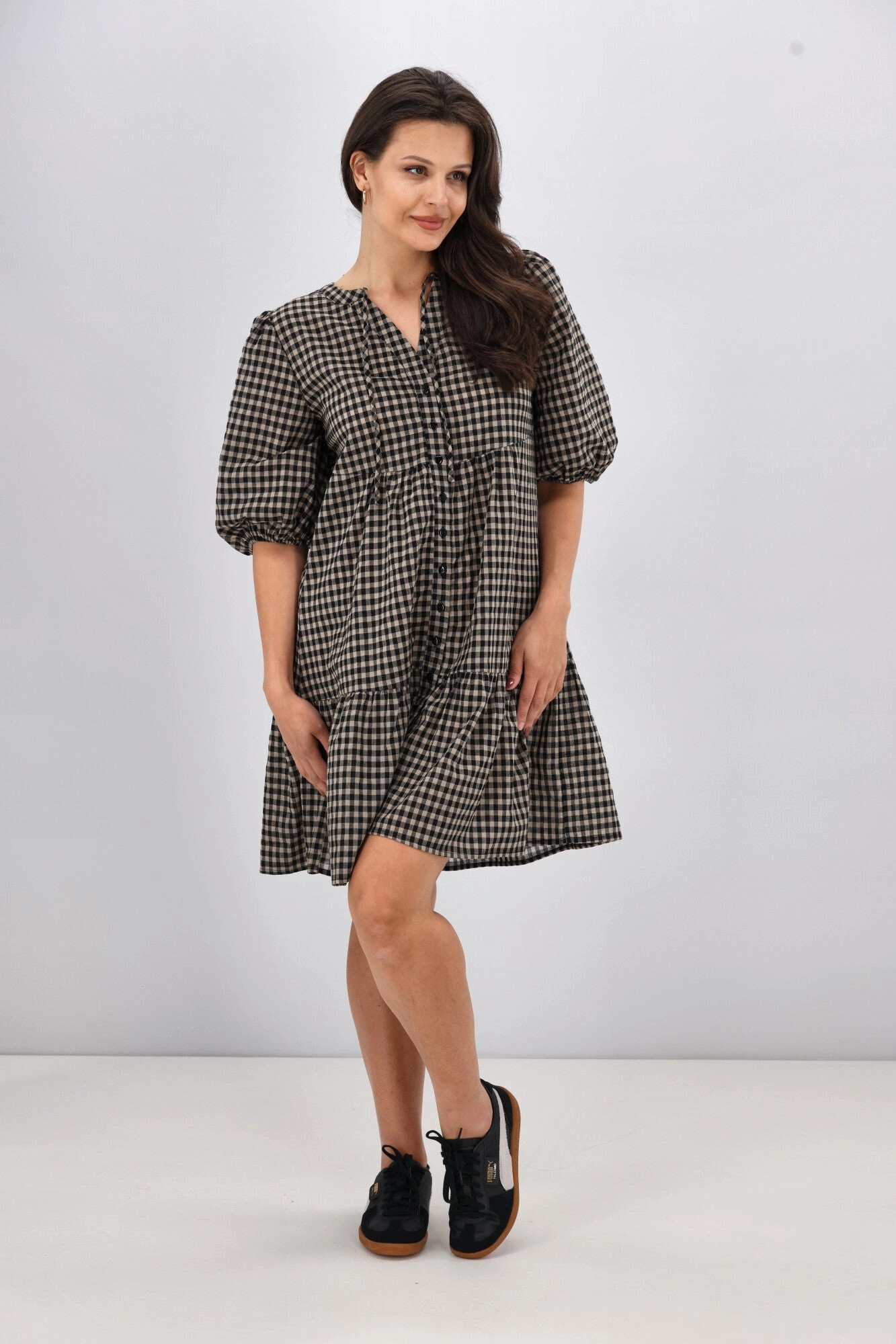 Shine On Label Eve Mini Dress Black Check