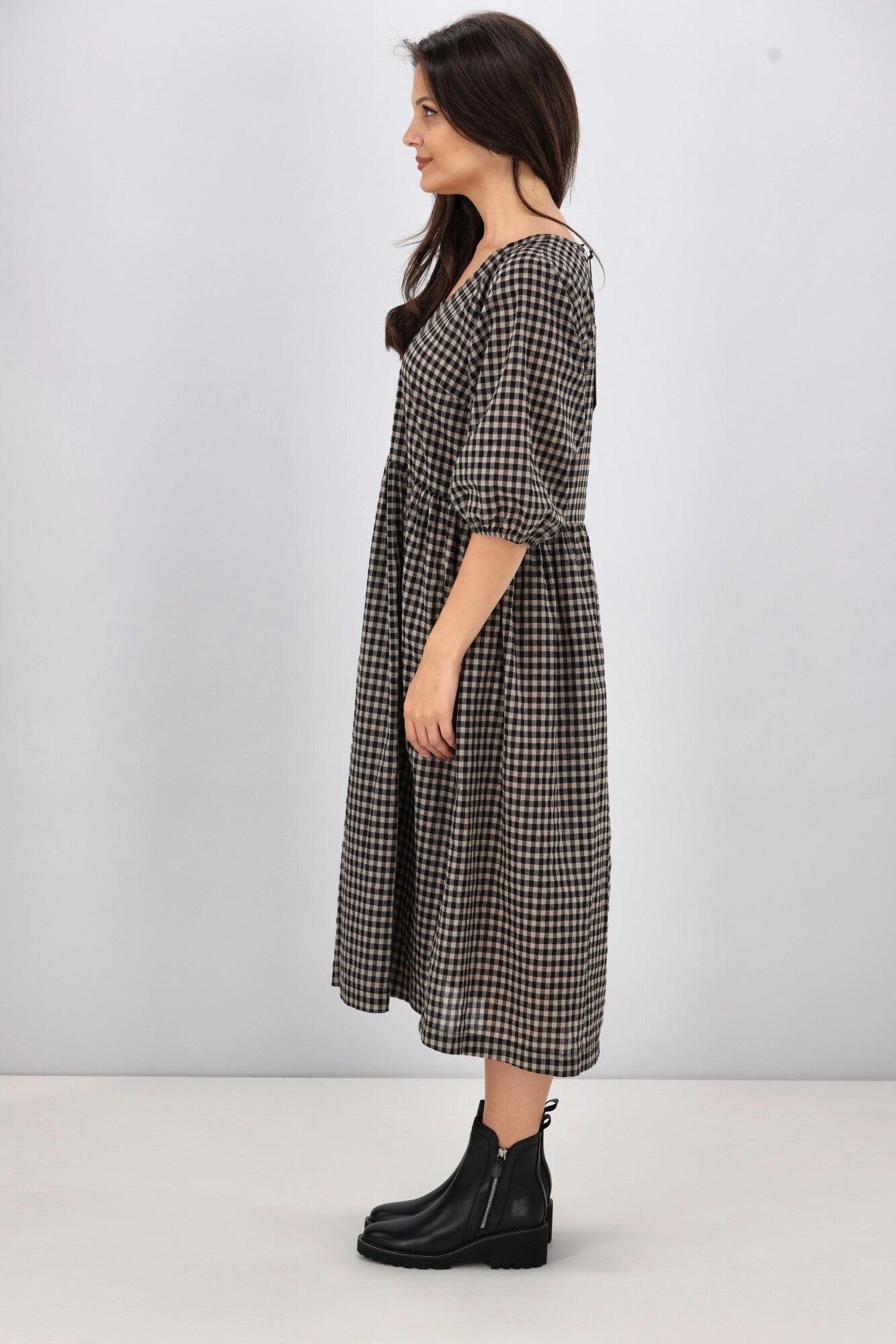 Shine On Label Sienna Midi Dress Black Check