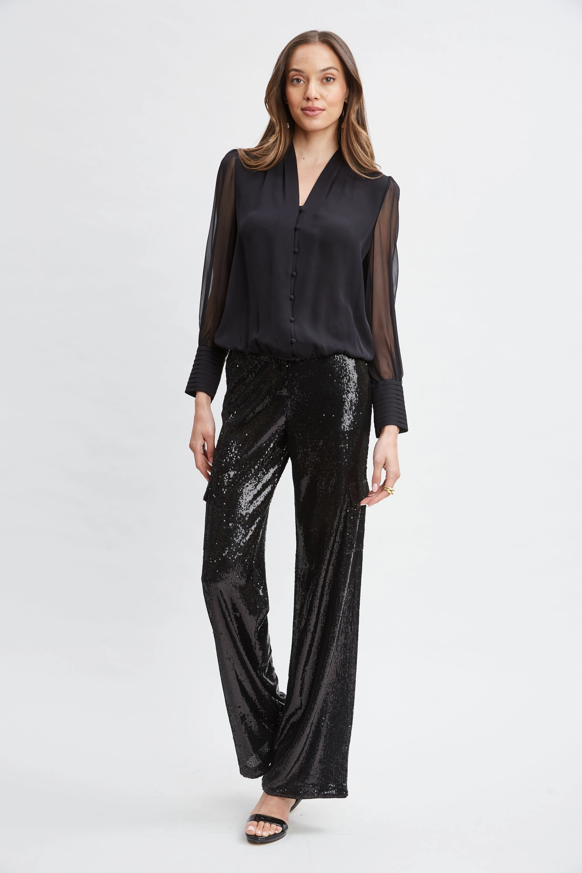 Silk Blouson Button Shirt