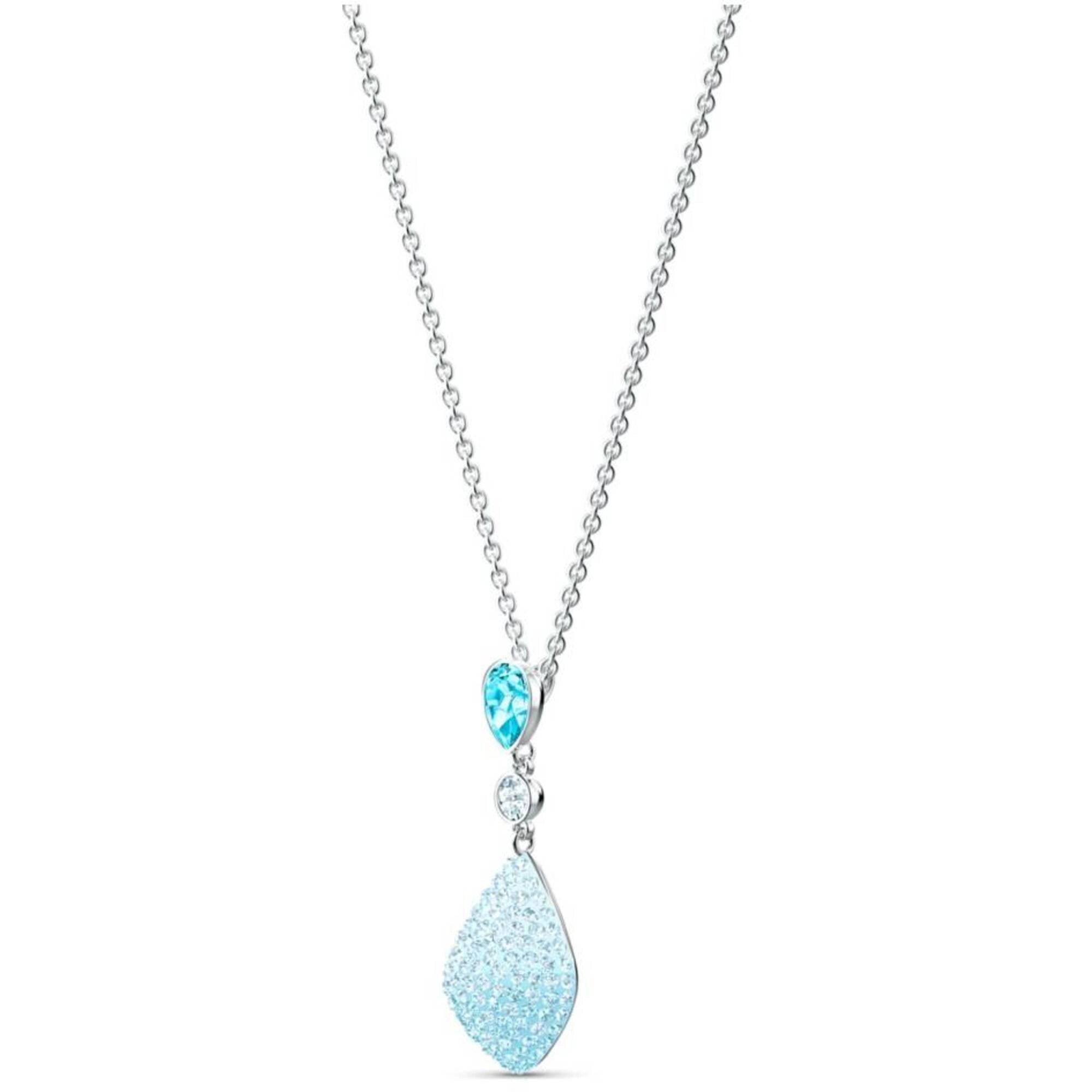 Swarovski Women's Necklace - Fun Aqua Crystal Rhodium Plated | 5516584