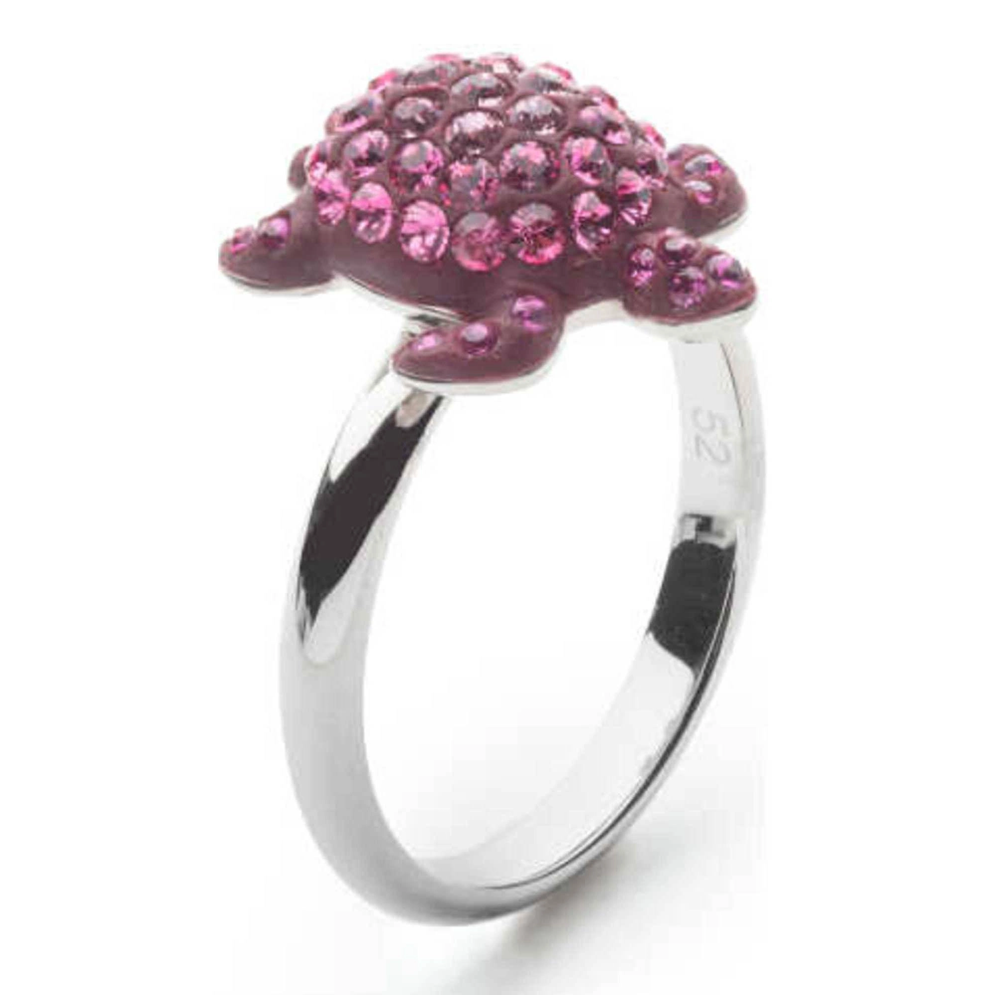 Swarovski Women's Ring - Mustique Sea Life Pink Crystals Turtle, Size 5.75 | 5525675