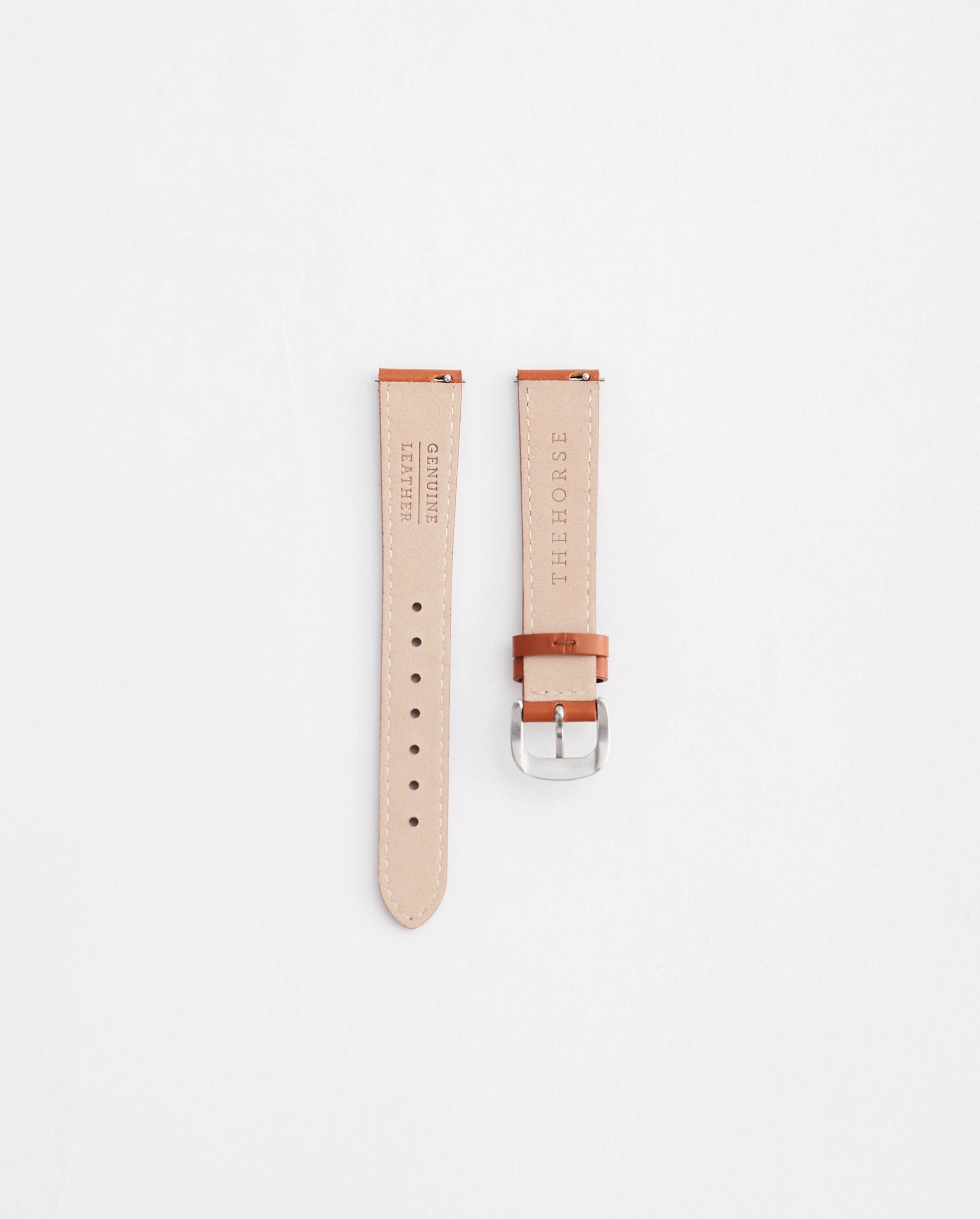 The 16mm Classic Strap: Tan / Polished Silver