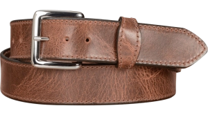 The Lakota: Rustic Brown Stitched Water Buffalo Leather Belt With Snaps 1.50"