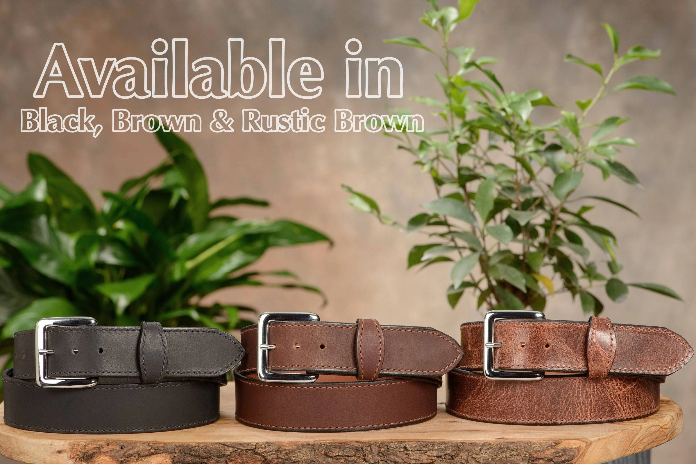The Lakota: Rustic Brown Stitched Water Buffalo Leather Belt With Snaps 1.50"